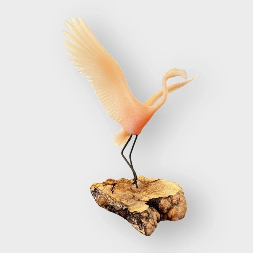 Vintage John Perry Flamingo‎ Sculpture 1986 signed
